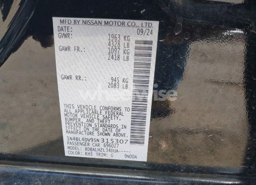 Photo 9 of 2025 Nissan Altima SV FWD (VIN 1N4BL4DV9SN315307)