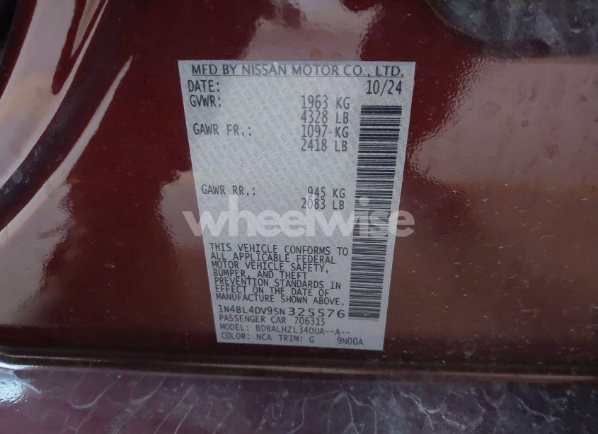 Photo 9 of 2025 Nissan Altima SV FWD (VIN 1N4BL4DV9SN325576)