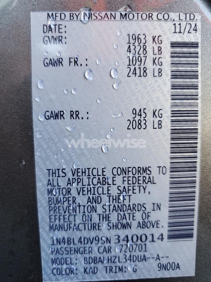 Photo 13 of 2025 NISSAN ALTIMA SV (VIN 1N4BL4DV9SN340014)