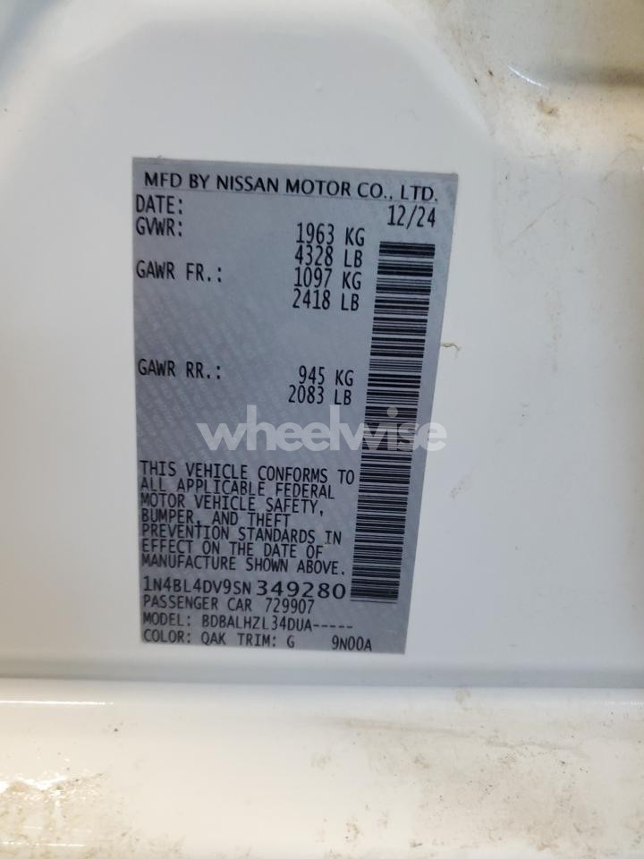 Photo 13 of 2025 NISSAN ALTIMA SV (VIN 1N4BL4DV9SN349280)