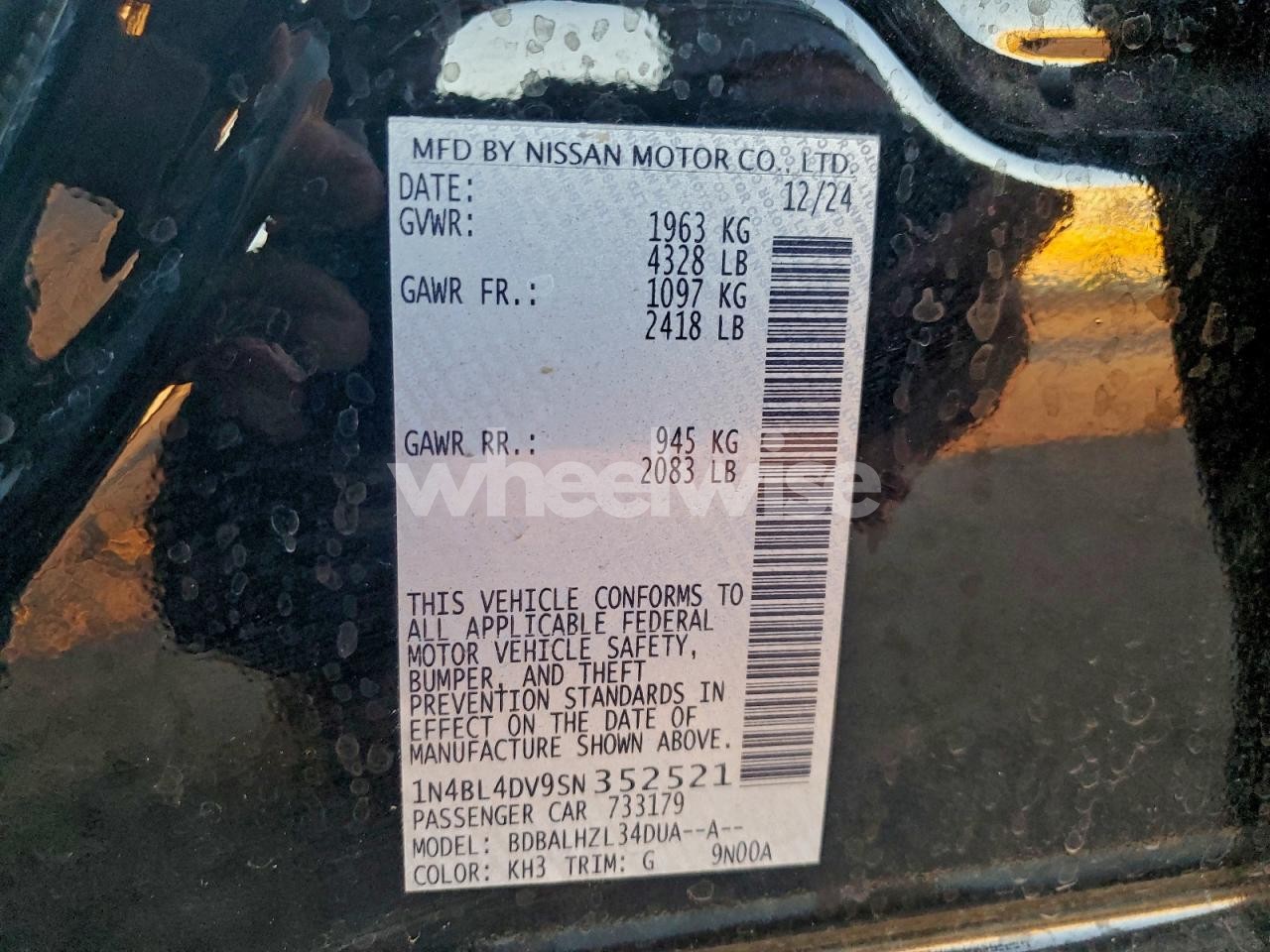 Photo 13 of 2025 NISSAN ALTIMA SV (VIN 1N4BL4DV9SN352521)