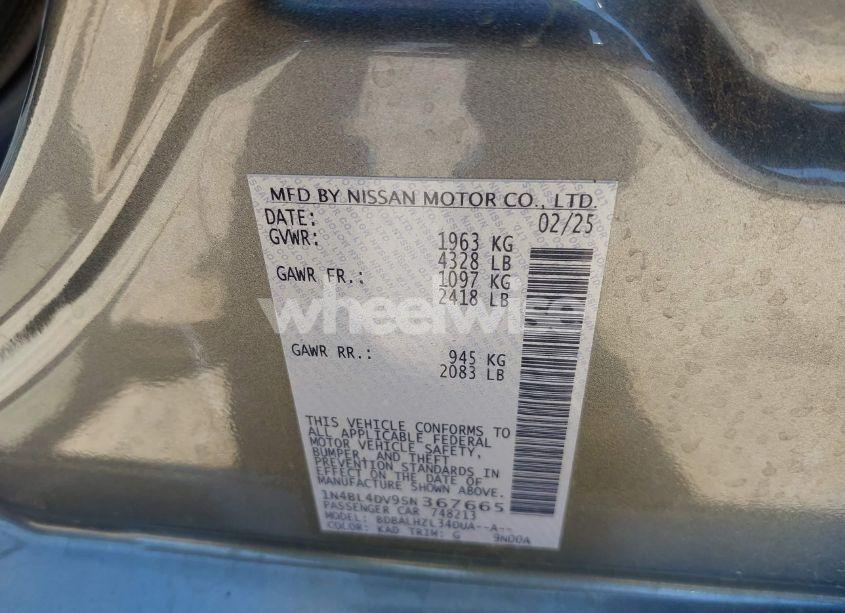 Photo 9 of 2025 Nissan Altima SV FWD (VIN 1N4BL4DV9SN367665)