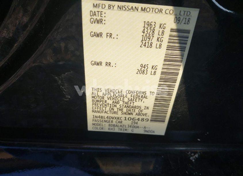 Photo 9 of 2019 Nissan Altima 2.5 SV (VIN 1N4BL4DVXKC106489)