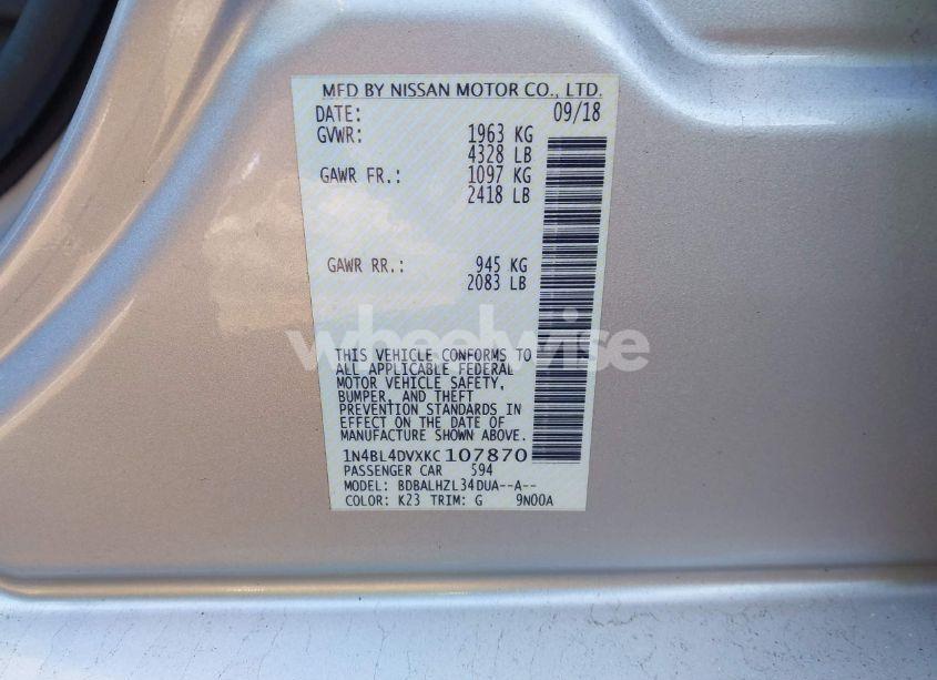 Photo 9 of 2019 Nissan Altima 2.5 SV (VIN 1N4BL4DVXKC107870)