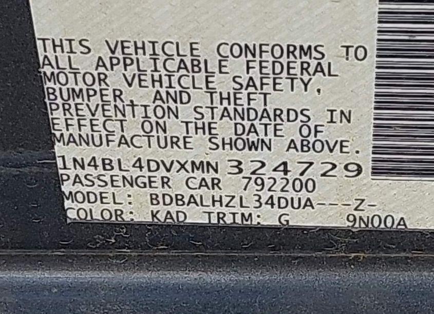 Photo 9 of 2021 Nissan Altima SV FWD (VIN 1N4BL4DVXMN324729)