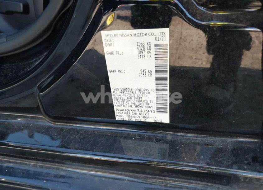 Photo 9 of 2021 Nissan Altima SV FWD (VIN 1N4BL4DVXMN347945)