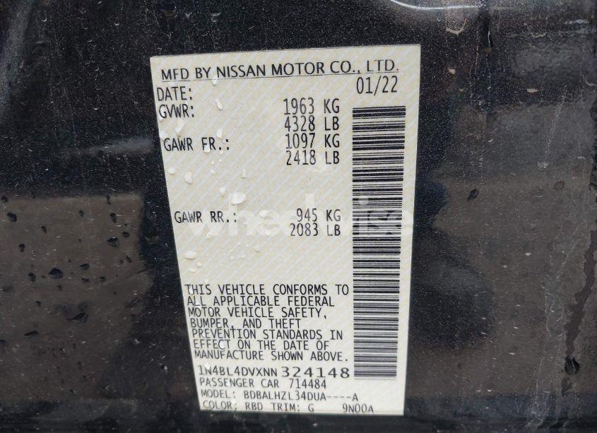 Photo 9 of 2022 Nissan Altima SV FWD (VIN 1N4BL4DVXNN324148)