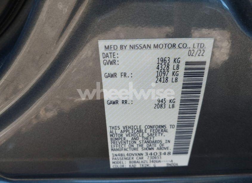 Photo 9 of 2022 Nissan Altima SV FWD (VIN 1N4BL4DVXNN340348)