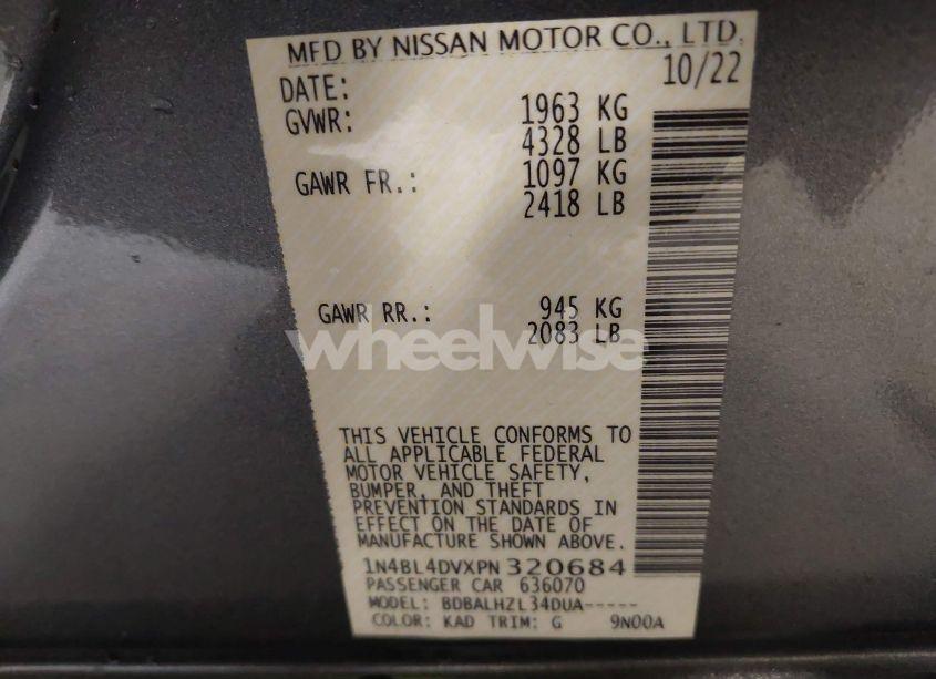 Photo 9 of 2023 Nissan Altima SV FWD (VIN 1N4BL4DVXPN320684)