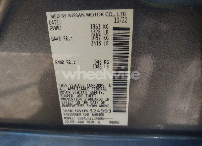 Photo 9 of 2023 Nissan Altima SV FWD (VIN 1N4BL4DVXPN324993)