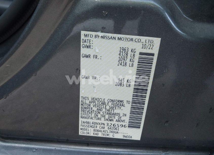 Photo 9 of 2023 Nissan Altima SV FWD (VIN 1N4BL4DVXPN326596)