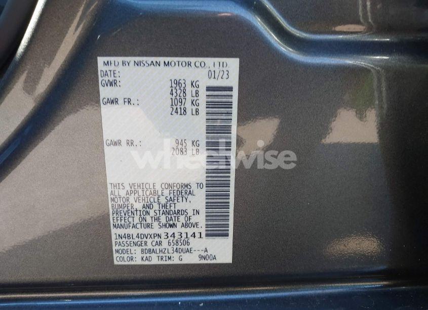 Photo 9 of 2023 Nissan Altima SV FWD (VIN 1N4BL4DVXPN343141)