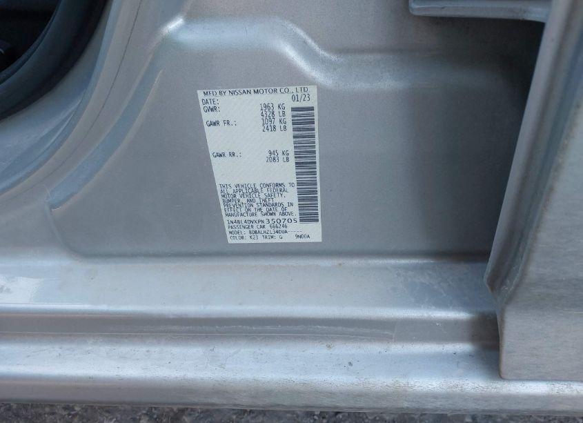 Photo 9 of 2023 Nissan Altima SV FWD (VIN 1N4BL4DVXPN350705)