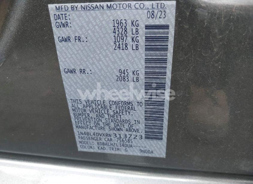 Photo 9 of 2024 Nissan Altima SV FWD (VIN 1N4BL4DVXRN313723)