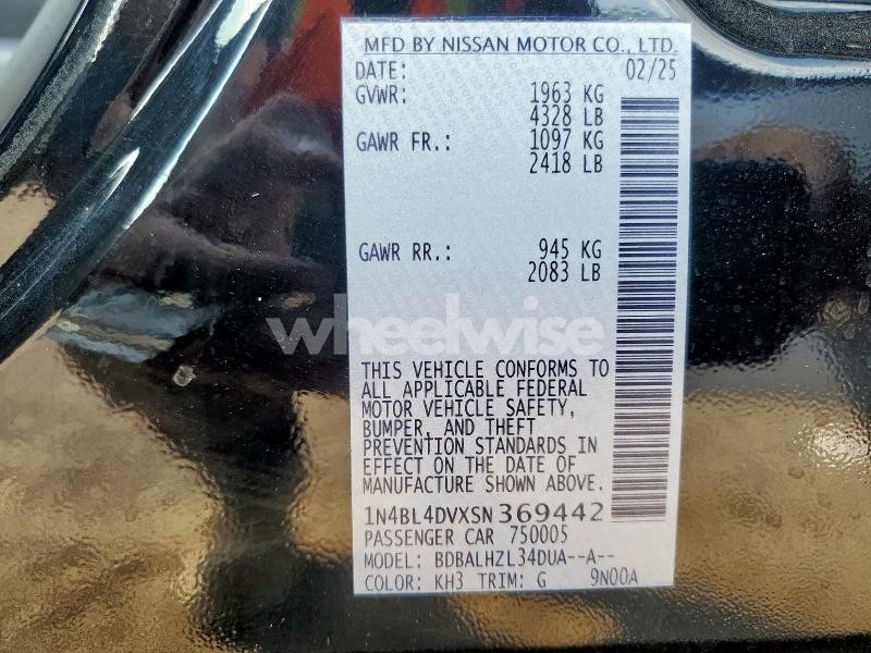 Photo 3 of 2025 NISSAN ALTIMA SV (VIN 1N4BL4DVXSN369442)