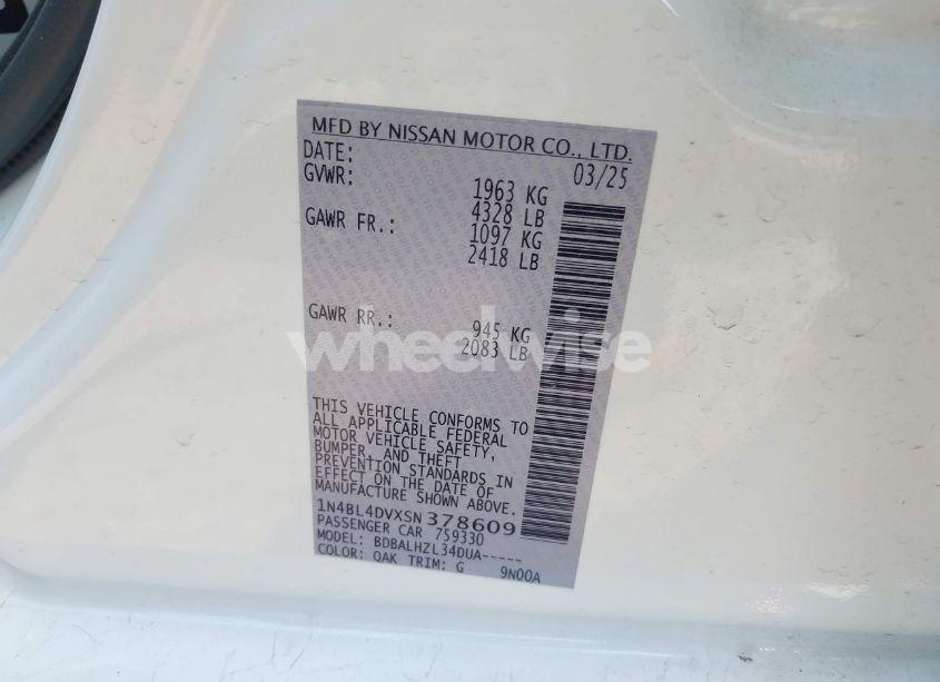 Photo 9 of 2025 Nissan Altima SV FWD (VIN 1N4BL4DVXSN378609)