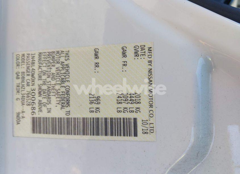 Photo 9 of 2019 Nissan Altima 2.5 SV (VIN 1N4BL4DW0KN300686)