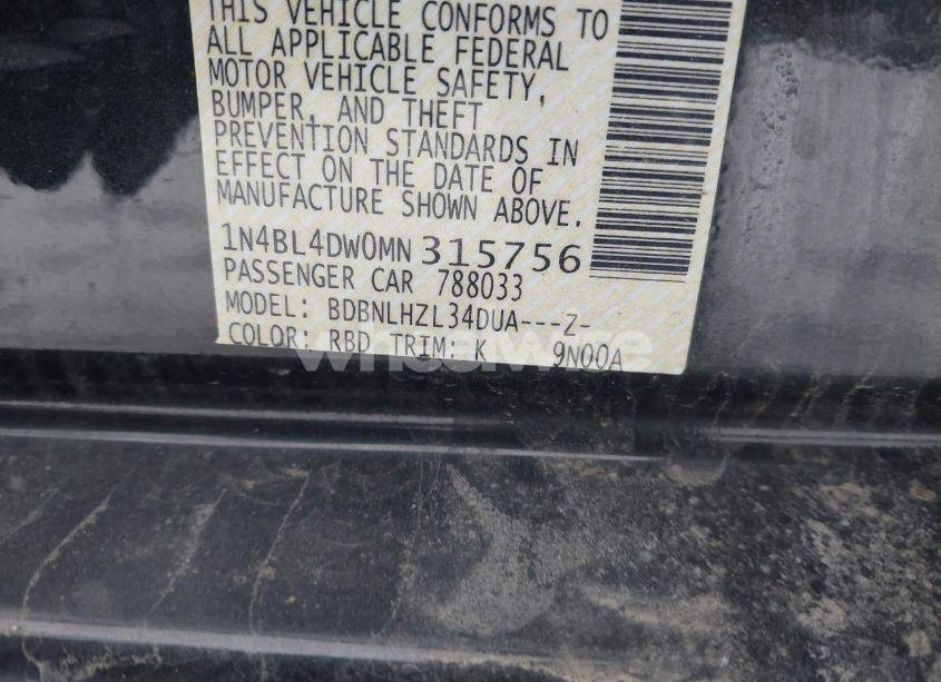 Photo 9 of 2021 Nissan Altima SV INTELLIGENT AWD (VIN 1N4BL4DW0MN315756)