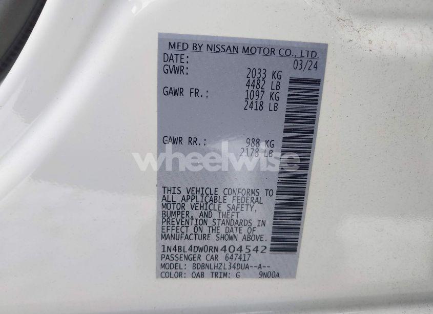 Photo 9 of 2024 Nissan Altima SV INTELLIGENT AWD (VIN 1N4BL4DW0RN404542)