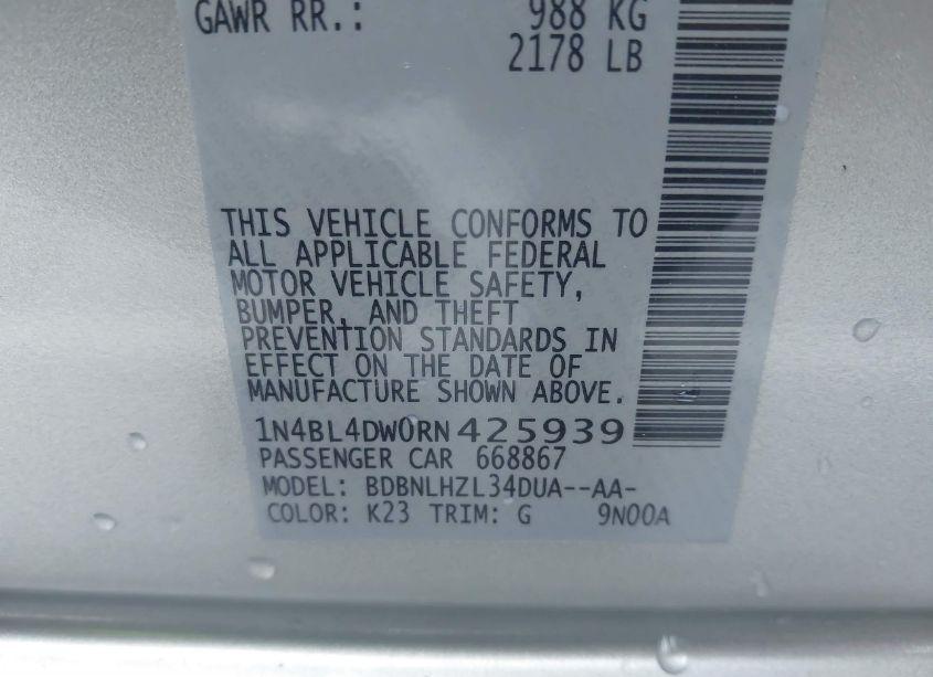 Photo 9 of 2024 Nissan Altima SV INTELLIGENT AWD (VIN 1N4BL4DW0RN425939)