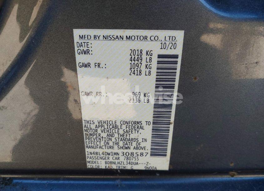 Photo 9 of 2021 Nissan Altima SV INTELLIGENT AWD (VIN 1N4BL4DW1MN308587)