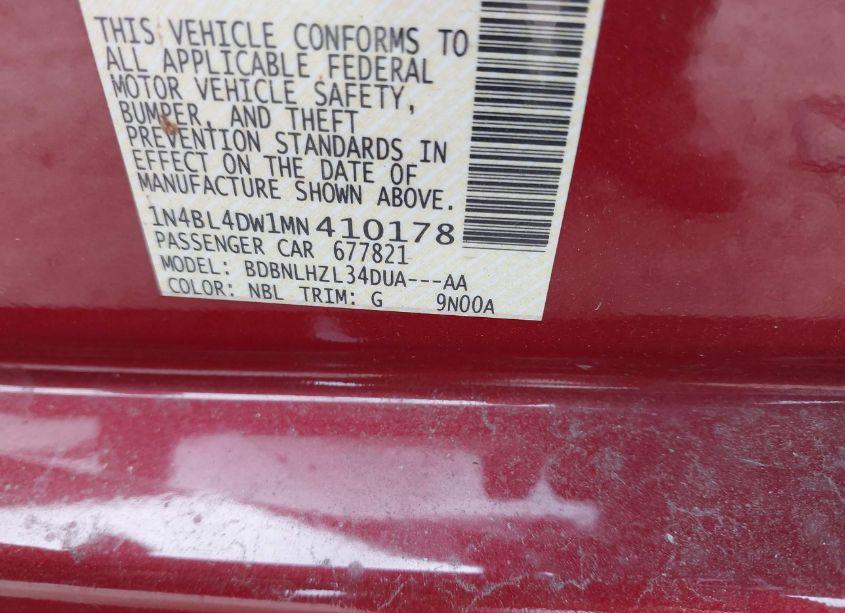 Photo 9 of 2021 Nissan Altima SV INTELLIGENT AWD (VIN 1N4BL4DW1MN410178)