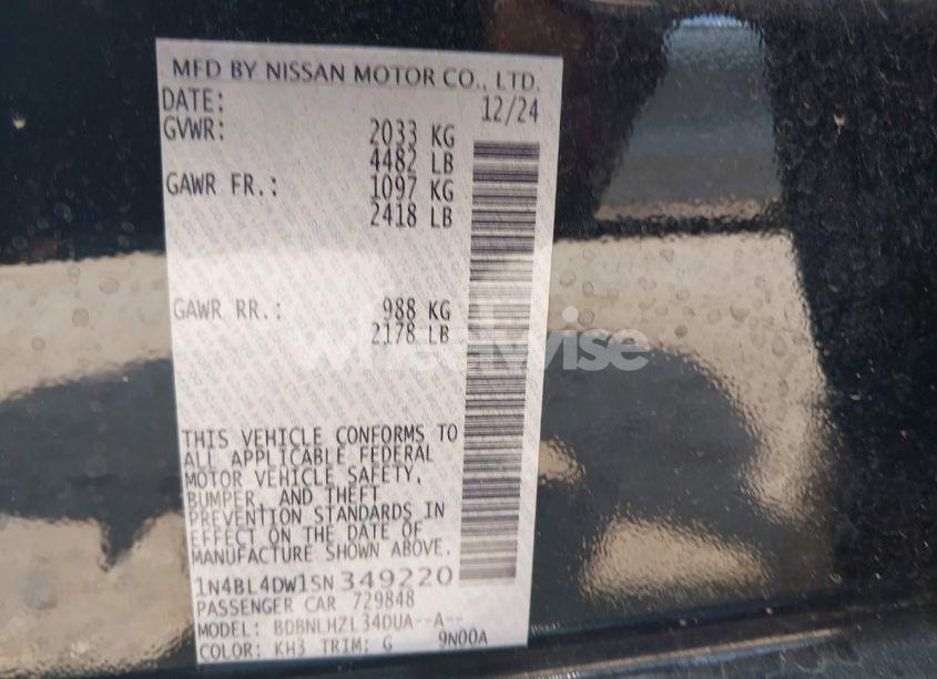 Photo 9 of 2025 Nissan Altima SV AWD (VIN 1N4BL4DW1SN349220)