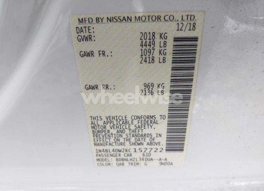 Photo 9 of 2019 Nissan Altima 2.5 SV (VIN 1N4BL4DW2KC157722)