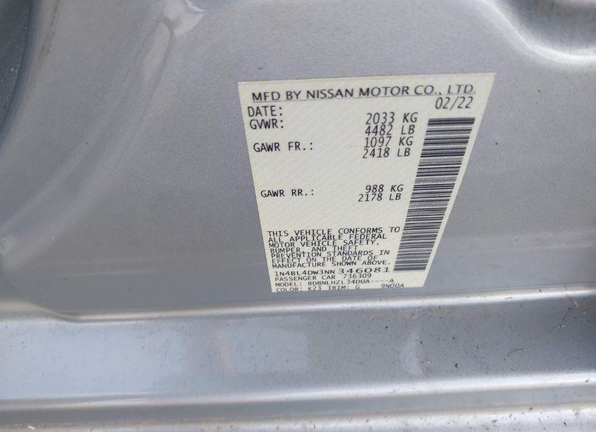 Photo 9 of 2022 Nissan Altima SV INTELLIGENT AWD (VIN 1N4BL4DW3NN346081)