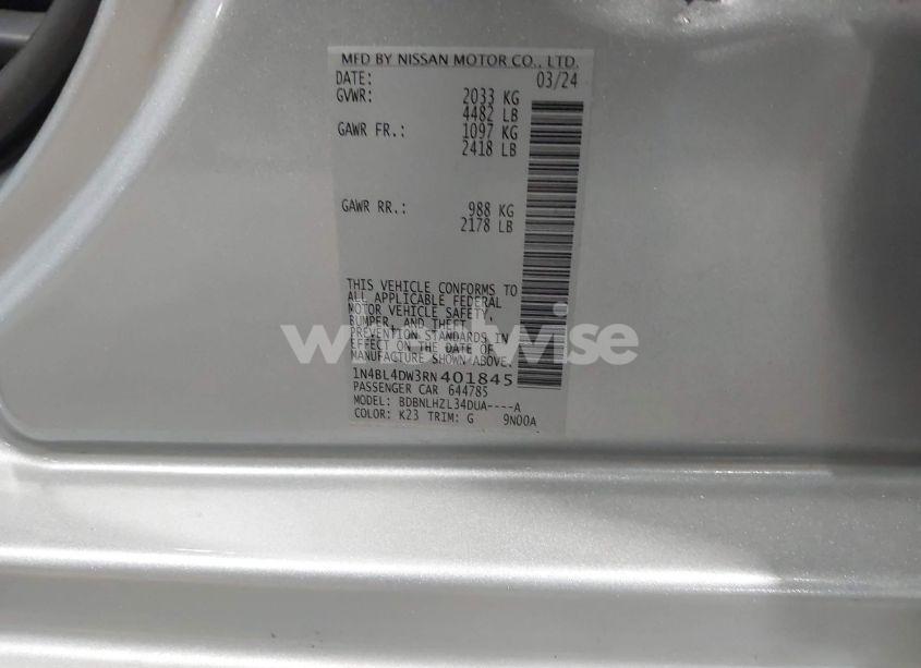 Photo 9 of 2024 Nissan Altima SV INTELLIGENT AWD (VIN 1N4BL4DW3RN401845)