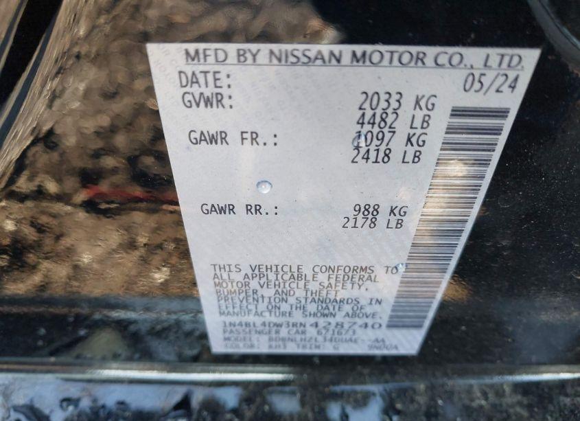 Photo 9 of 2024 Nissan Altima SV INTELLIGENT AWD (VIN 1N4BL4DW3RN428740)