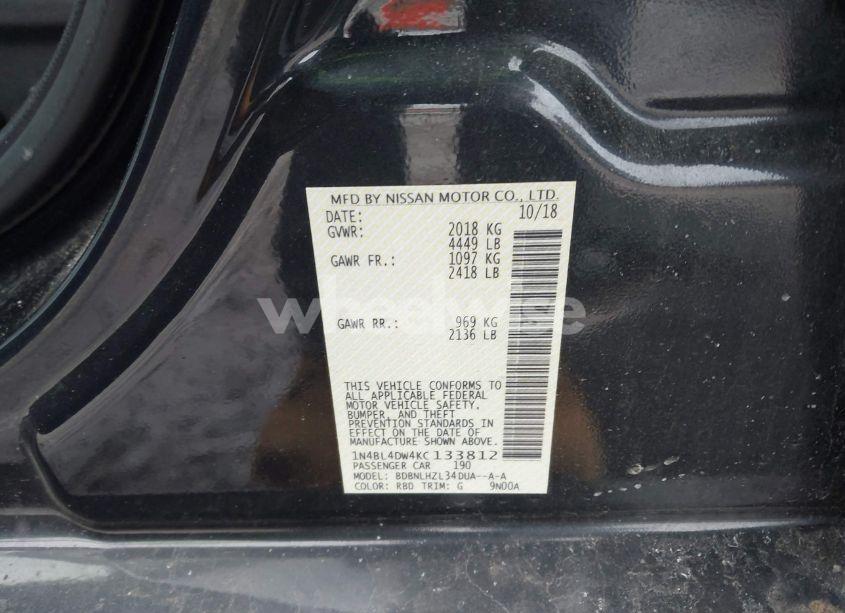 Photo 9 of 2019 Nissan Altima 2.5 SV (VIN 1N4BL4DW4KC133812)