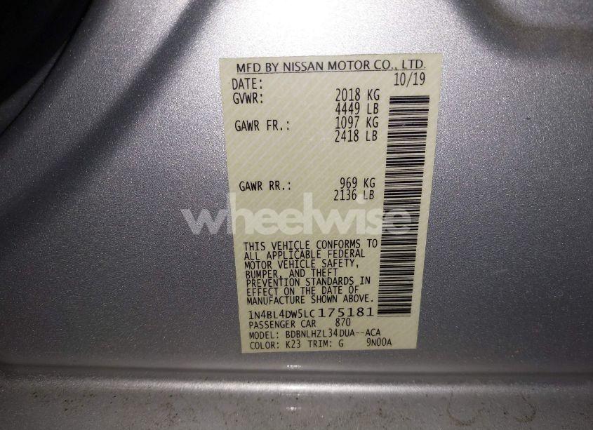 Photo 9 of 2020 Nissan Altima SV INTELLIGENT AWD (VIN 1N4BL4DW5LC175181)