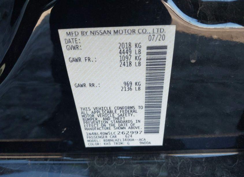 Photo 9 of 2020 Nissan Altima SV INTELLIGENT AWD (VIN 1N4BL4DW5LC262997)