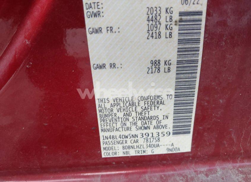 Photo 9 of 2022 Nissan Altima SV INTELLIGENT AWD (VIN 1N4BL4DW5NN391359)