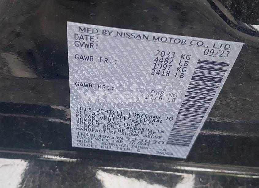 Photo 9 of 2024 Nissan Altima SV INTELLIGENT AWD (VIN 1N4BL4DW5RN325030)