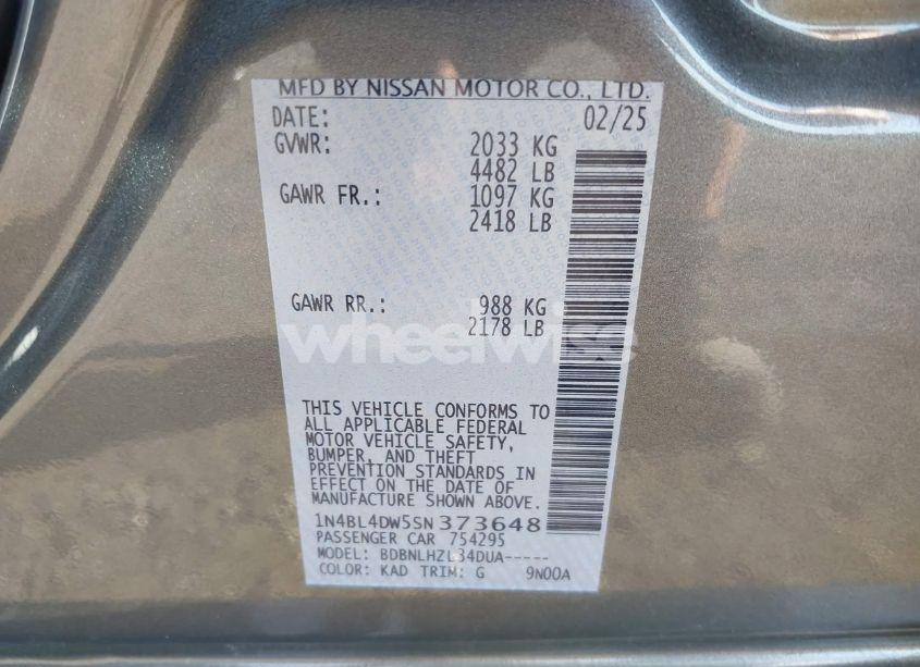 Photo 9 of 2025 Nissan Altima SV AWD (VIN 1N4BL4DW5SN373648)