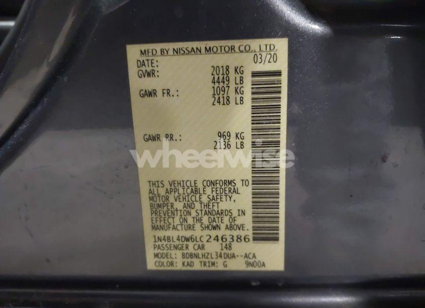 Photo 9 of 2020 Nissan Altima SV INTELLIGENT AWD (VIN 1N4BL4DW6LC246386)