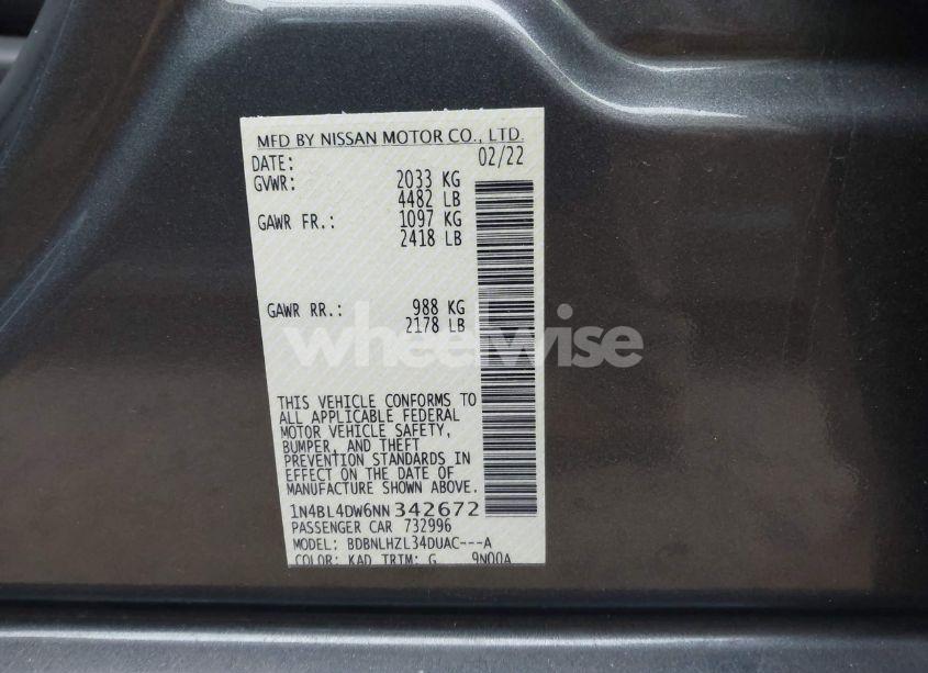 Photo 9 of 2022 Nissan Altima SV INTELLIGENT AWD (VIN 1N4BL4DW6NN342672)