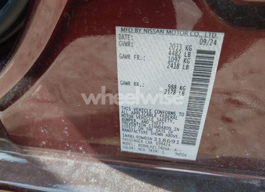 Photo 9 of 2025 Nissan Altima SV AWD (VIN 1N4BL4DW6SN318691)