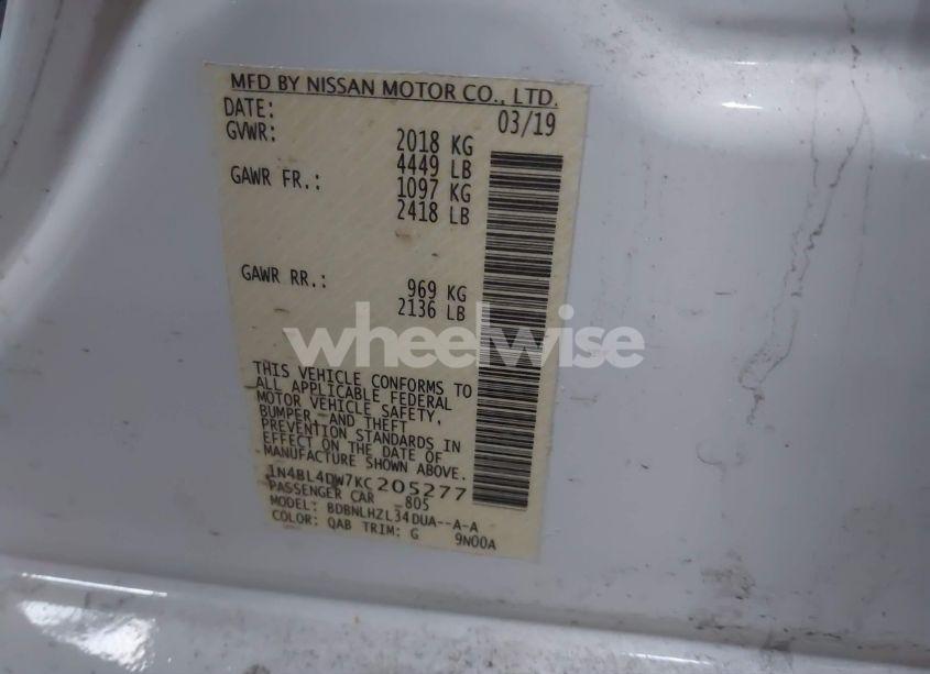 Photo 9 of 2019 Nissan Altima 2.5 SV (VIN 1N4BL4DW7KC205277)