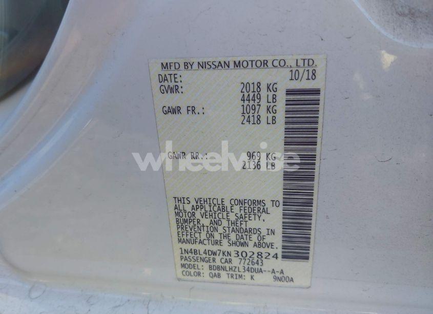 Photo 9 of 2019 Nissan Altima 2.5 SV (VIN 1N4BL4DW7KN302824)