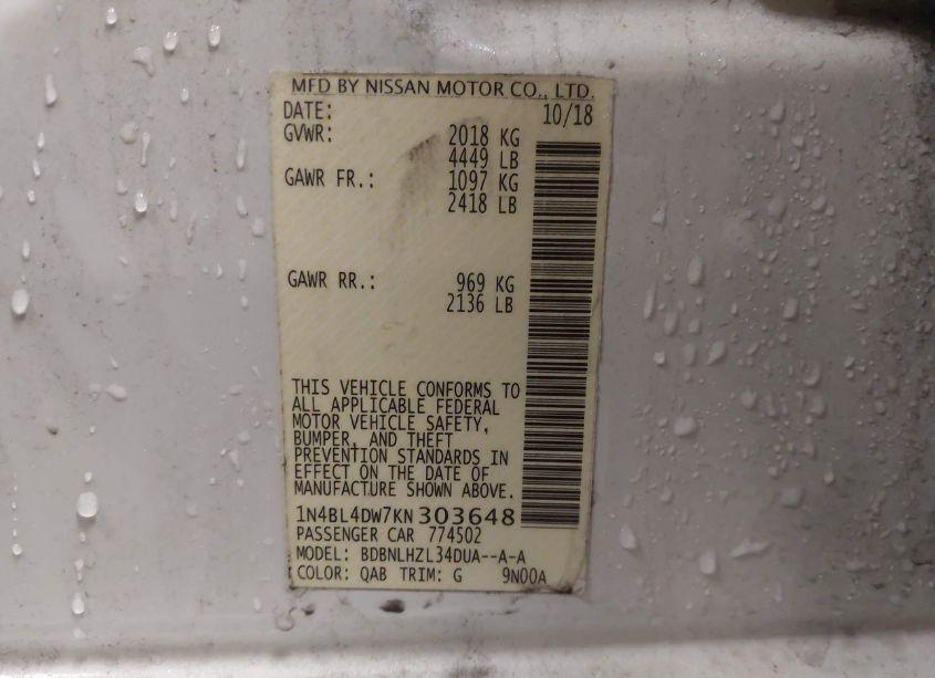 Photo 9 of 2019 Nissan Altima 2.5 SV (VIN 1N4BL4DW7KN303648)