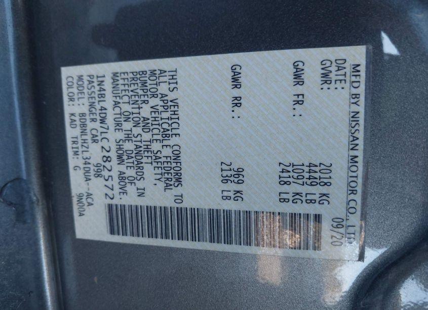 Photo 9 of 2020 Nissan Altima SV INTELLIGENT AWD (VIN 1N4BL4DW7LC282572)