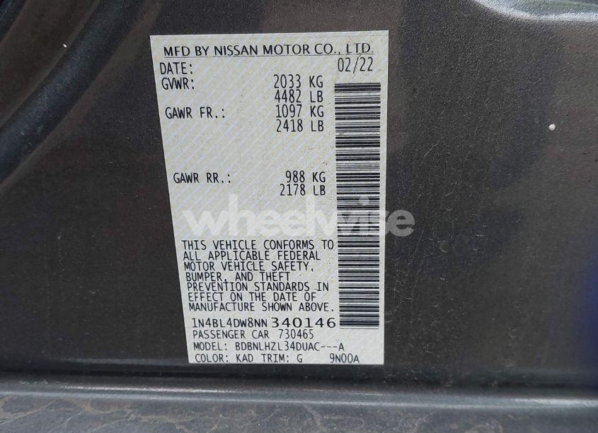 Photo 9 of 2022 Nissan Altima SV INTELLIGENT AWD (VIN 1N4BL4DW8NN340146)