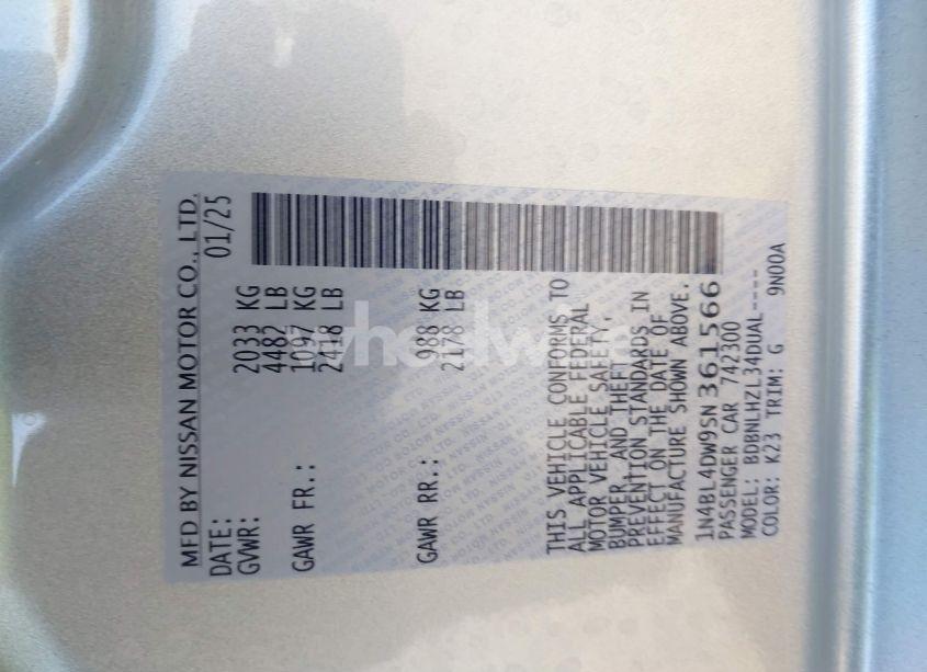 Photo 9 of 2025 Nissan Altima SV AWD (VIN 1N4BL4DW9SN361566)