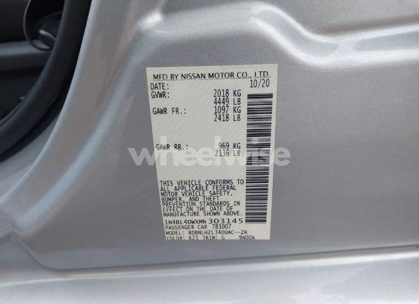 Photo 9 of 2021 Nissan Altima SV INTELLIGENT AWD (VIN 1N4BL4DWXMN303145)
