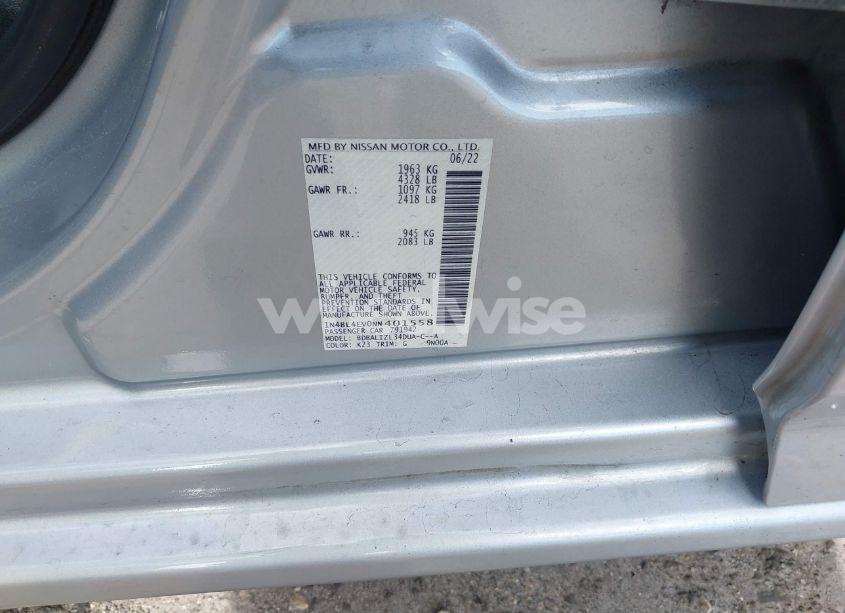 Photo 9 of 2022 Nissan Altima SL FWD (VIN 1N4BL4EV0NN401558)