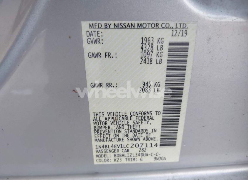 Photo 9 of 2020 Nissan Altima SL FWD (VIN 1N4BL4EV1LC207114)