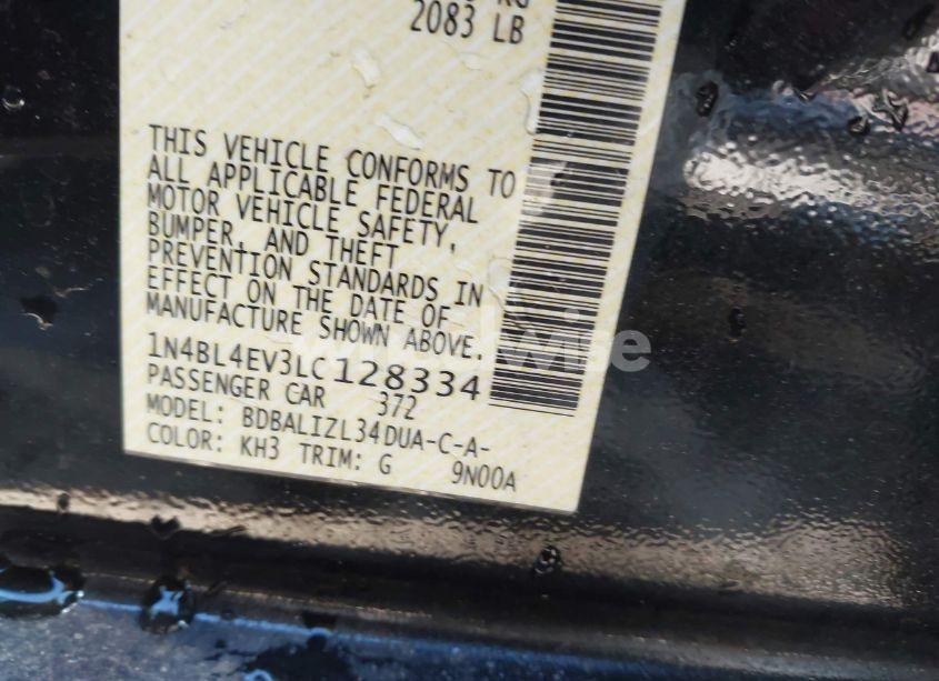 Photo 9 of 2020 Nissan Altima SL FWD (VIN 1N4BL4EV3LC128334)